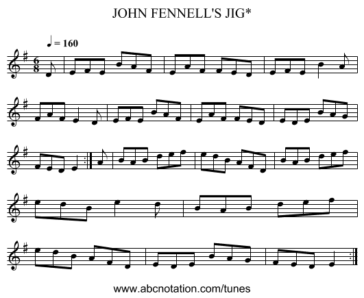 JOHN FENNELL'S JIG* - staff notation