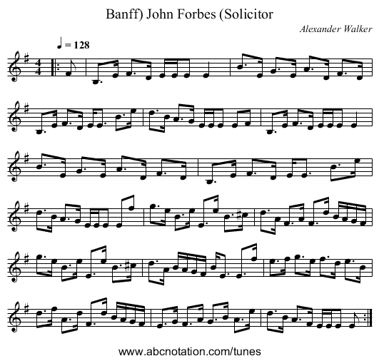 John Forbes (Solicitor, Banff) - staff notation
