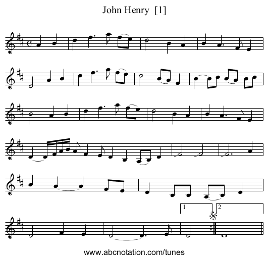 John Henry  [1] - staff notation