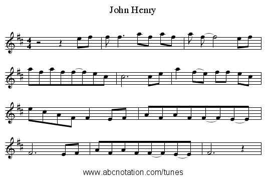 John Henry - staff notation