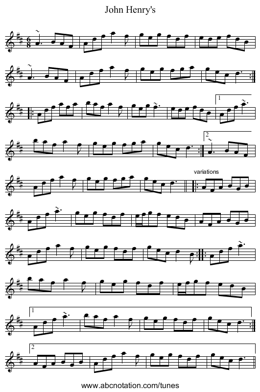 John Henry's - staff notation