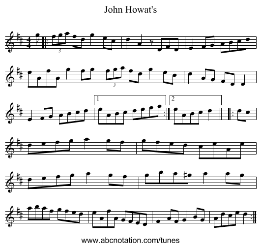 John Howat's - staff notation