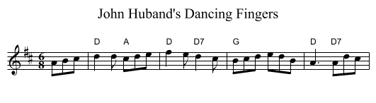 John Huband's Dancing Fingers - staff notation