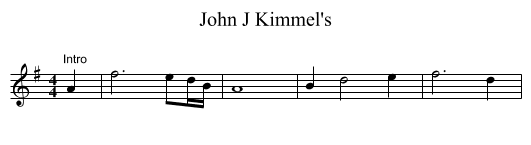 John J Kimmel's - staff notation