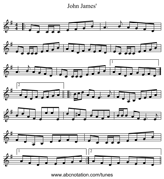 John James' - staff notation