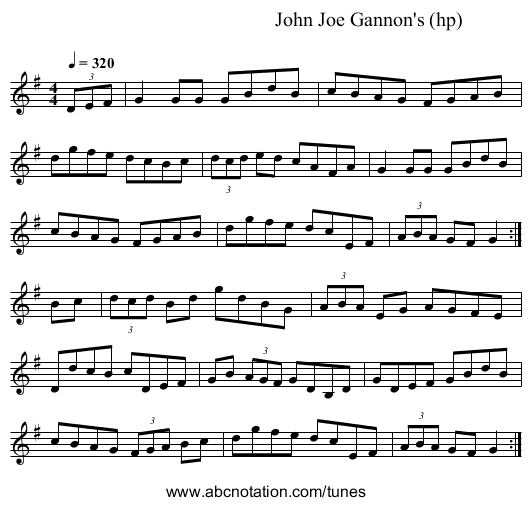 John Joe Gannon's (hp) - staff notation