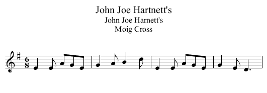 John Joe Hartnett's - staff notation