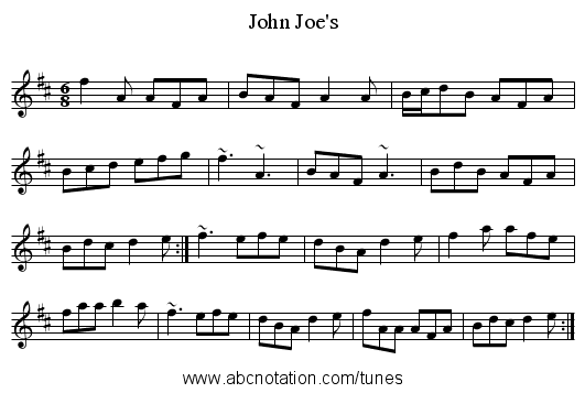 John Joe's - staff notation
