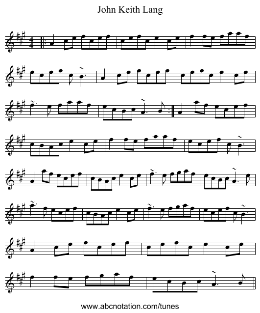 John Keith Lang - staff notation