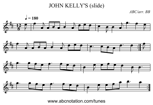 JOHN KELLY'S (slide) - staff notation