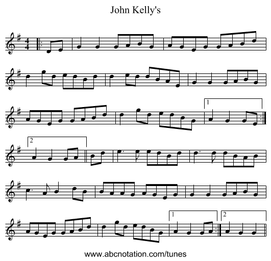 John Kelly's - staff notation