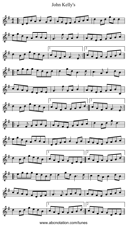 John Kelly's - staff notation