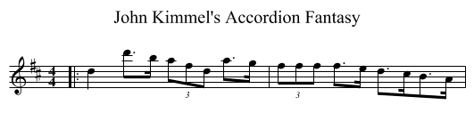 John Kimmel's Accordion Fantasy - staff notation
