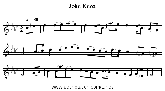 John Knox - staff notation