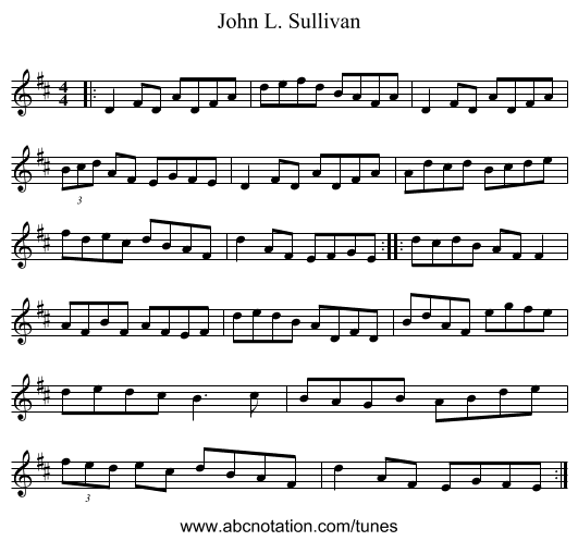 John L. Sullivan - staff notation