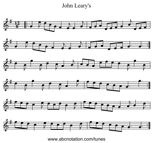 John Leary's - staff notation