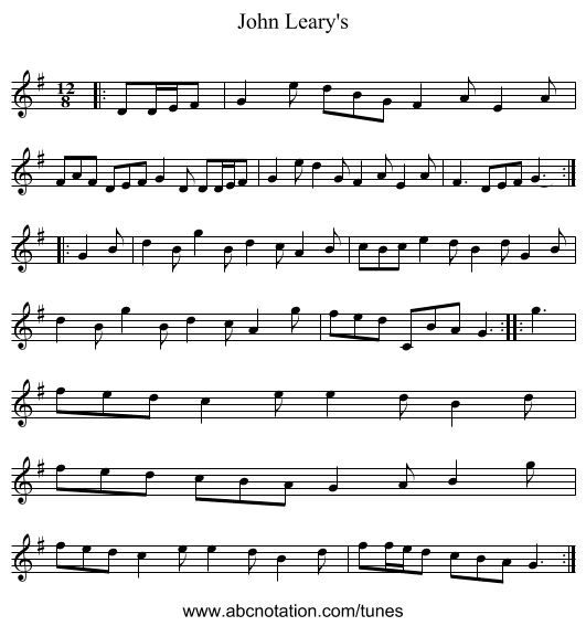 John Leary's - staff notation