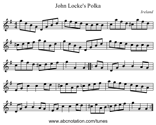 John Locke's Polka - staff notation