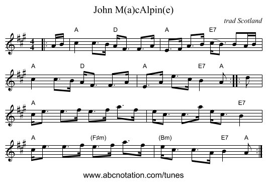 John M(a)cAlpin(e) - staff notation