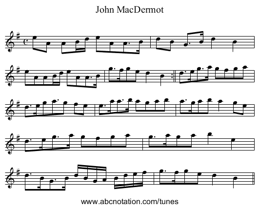 John MacDermot - staff notation