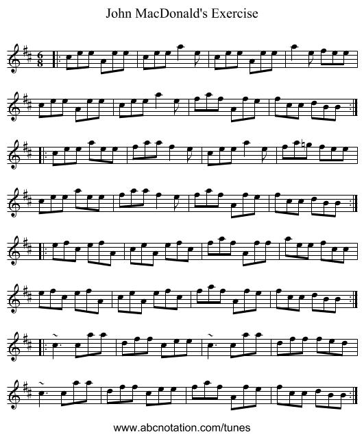 John MacDonald's Exercise - staff notation