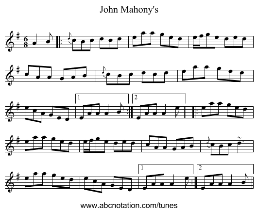 John Mahony's - staff notation