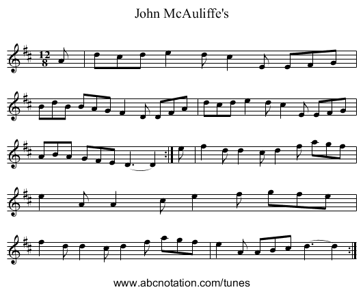 John McAuliffe's - staff notation
