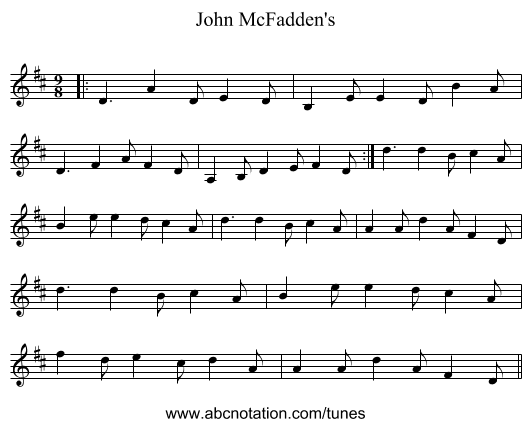 John McFadden's - staff notation