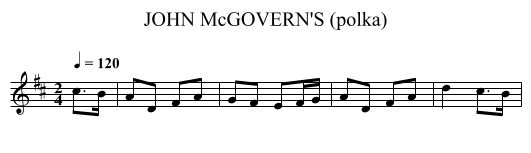 JOHN McGOVERN'S (polka) - staff notation
