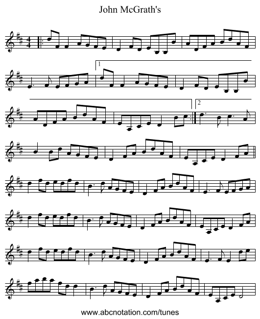 John McGrath's - staff notation