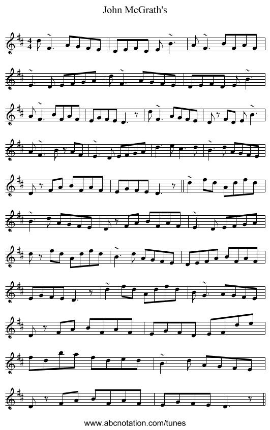 John McGrath's - staff notation