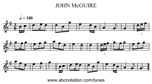 JOHN McGUIRE - staff notation