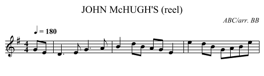 JOHN McHUGH'S (reel) - staff notation