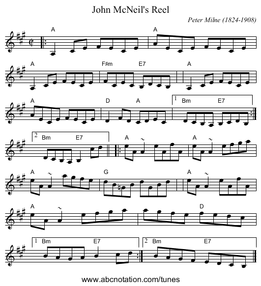 John McNeil's Reel - staff notation