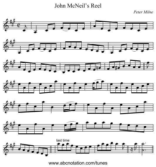 John McNeil’s Reel - staff notation