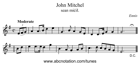 John Mitchel - staff notation