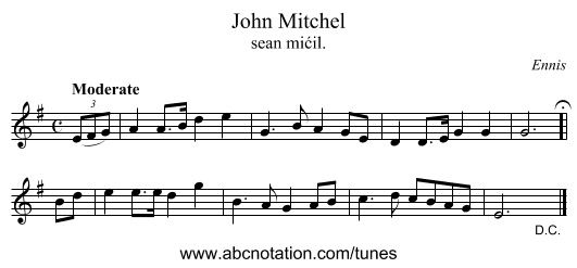 John Mitchel - staff notation