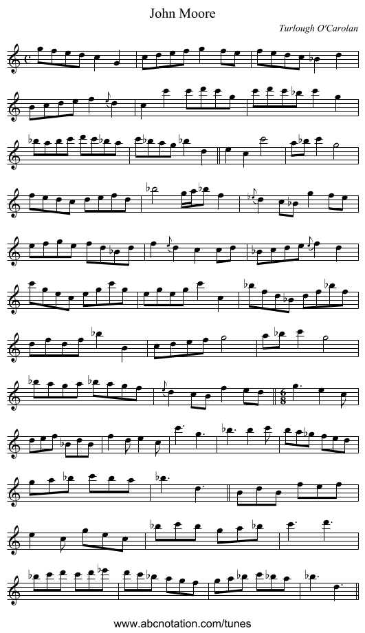 John Moore - staff notation