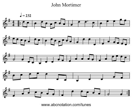 John Mortimer - staff notation