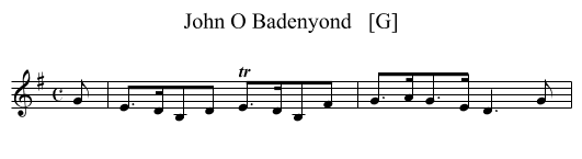 John O Badenyond   [G] - staff notation
