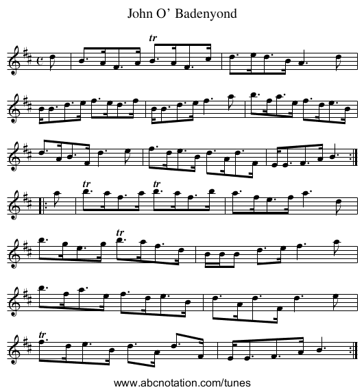 John O’ Badenyond - staff notation