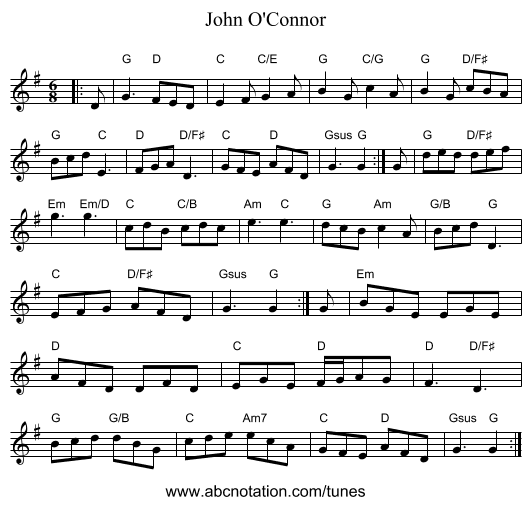John O'Connor - staff notation