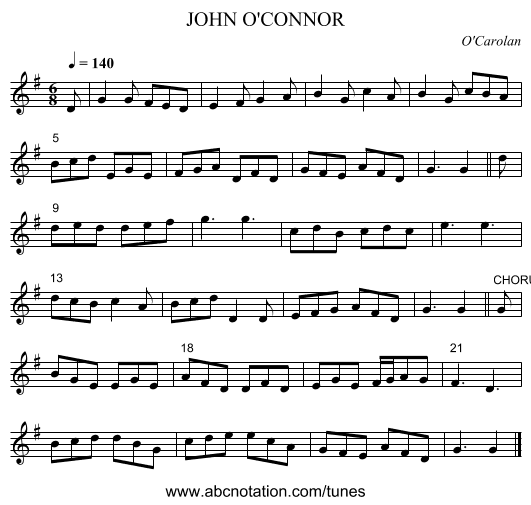 JOHN O'CONNOR - staff notation