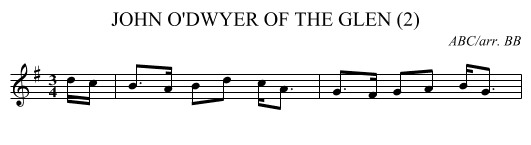 JOHN O'DWYER OF THE GLEN (2) - staff notation