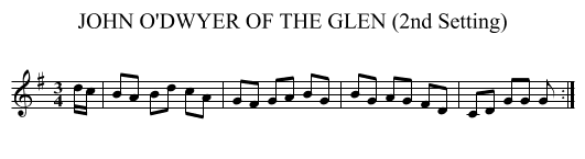 JOHN O'DWYER OF THE GLEN (2nd Setting) - staff notation