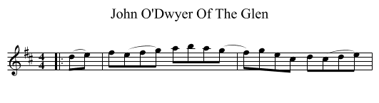 John O'Dwyer Of The Glen - staff notation