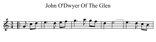 John O'Dwyer Of The Glen - staff notation