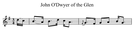 John O'Dwyer of the Glen - staff notation