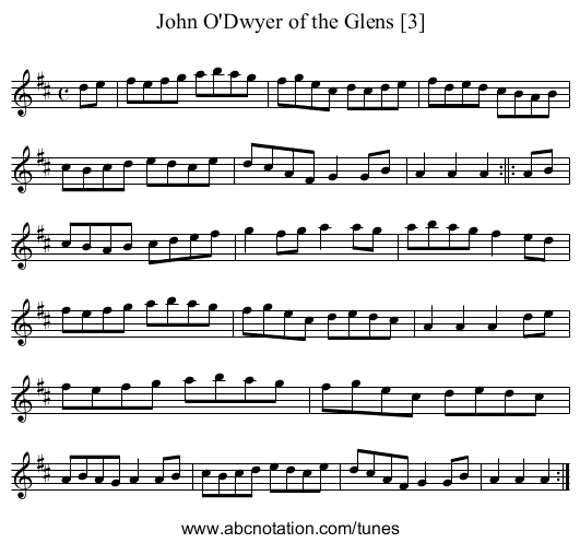 John O'Dwyer of the Glens [3] - staff notation