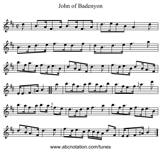 John of Badenyon - staff notation